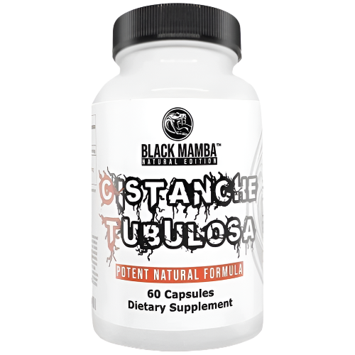 White bottle of Black Mamba Cistanche Tubulosa 60 Caps for healthy aging and vitality