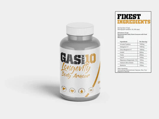 Gas Mark 10 Longevity Body Armour 180 Caps Vitamins & Minerals