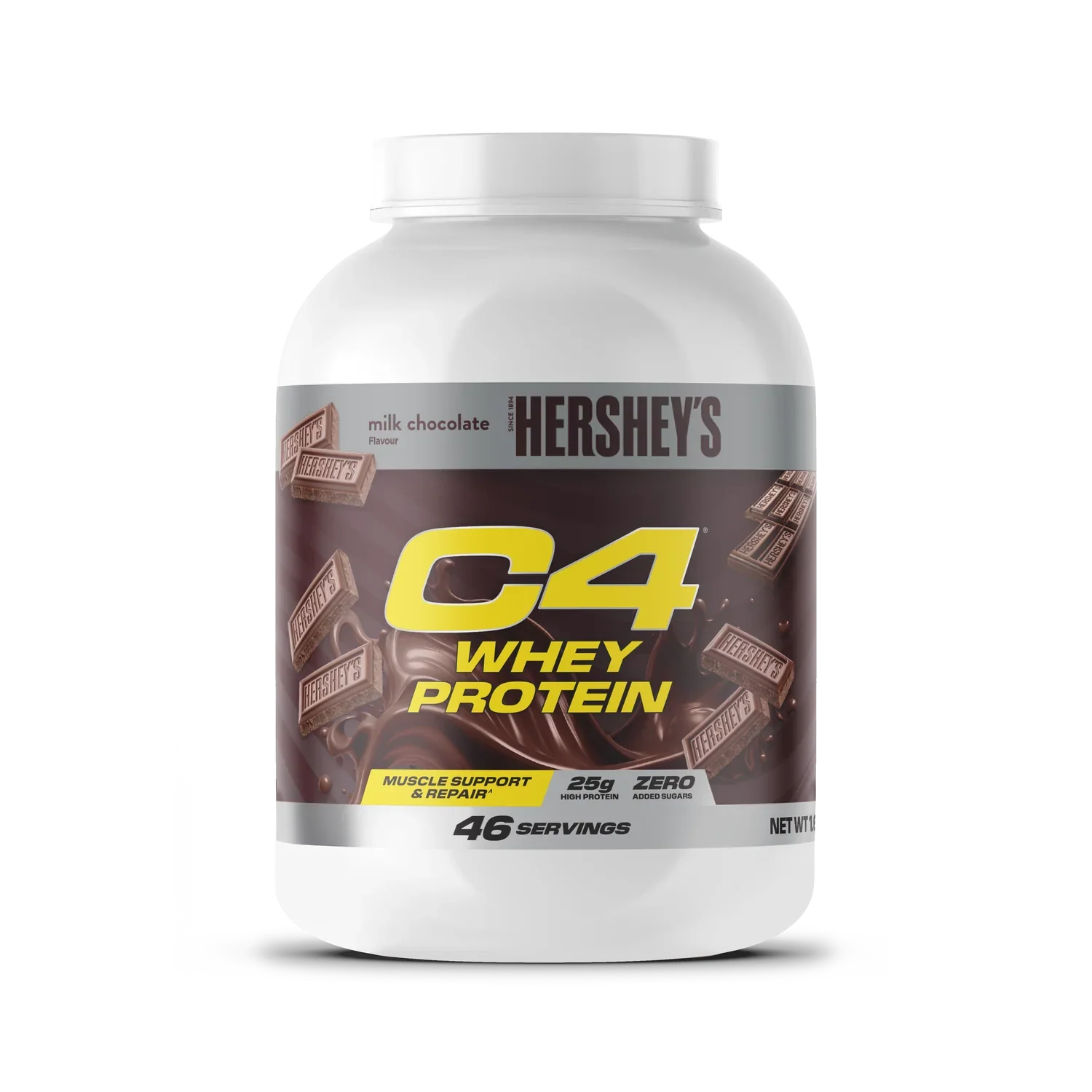Cellucor C4 Whey with Hershey’s Milk Chocolate flavor for muscle support and repair