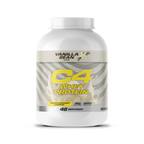 White tub of Cellucor C4 Whey vanilla protein powder with Hershey’s Milk Chocolate and Reese’s flavor options