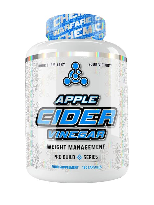 White bottle of Chemical Warfare Apple Cider Vinegar capsules for blood sugar levels