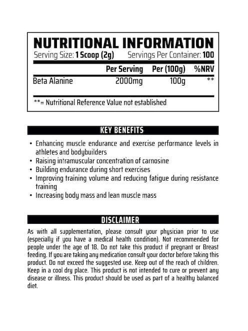 Chemical Warfare Beta Alanine - 200g - Beta Alanine Powder