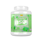 White supplement container with green label on a white background