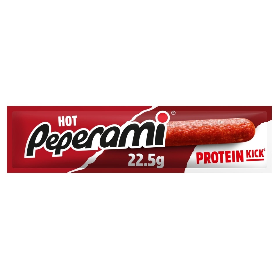 Hot Peperami Salami sausage snack with a protein kick, 22.5g, perfect for quick bites