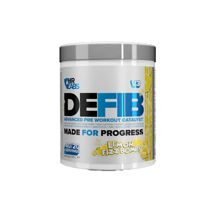 HR Labs DEFIB V3 Lemon Fizzbombs pre-workout powder with juniper berry extract and mucuna pruriens