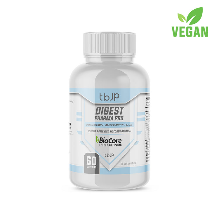 White plastic bottle of Digest Pharma Pro with Biocore Complex for better nutrient absorption