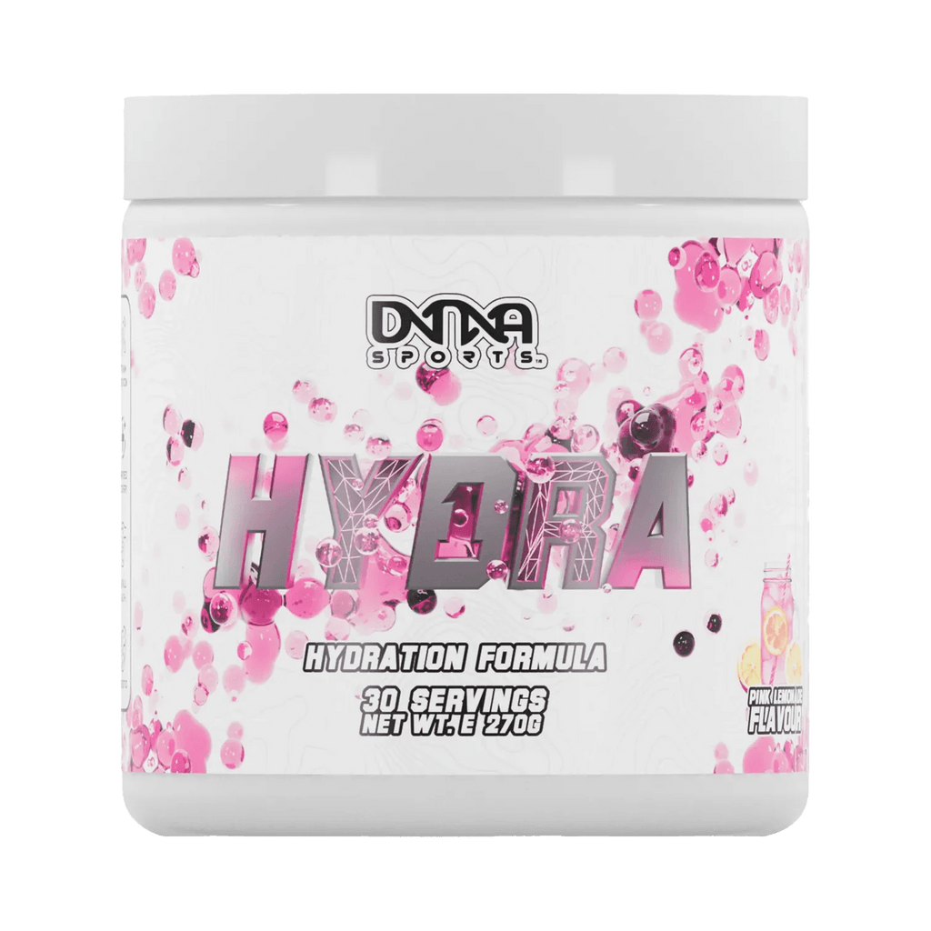 White and pink DNA Sports Hydra container for sports hydra and hydration support