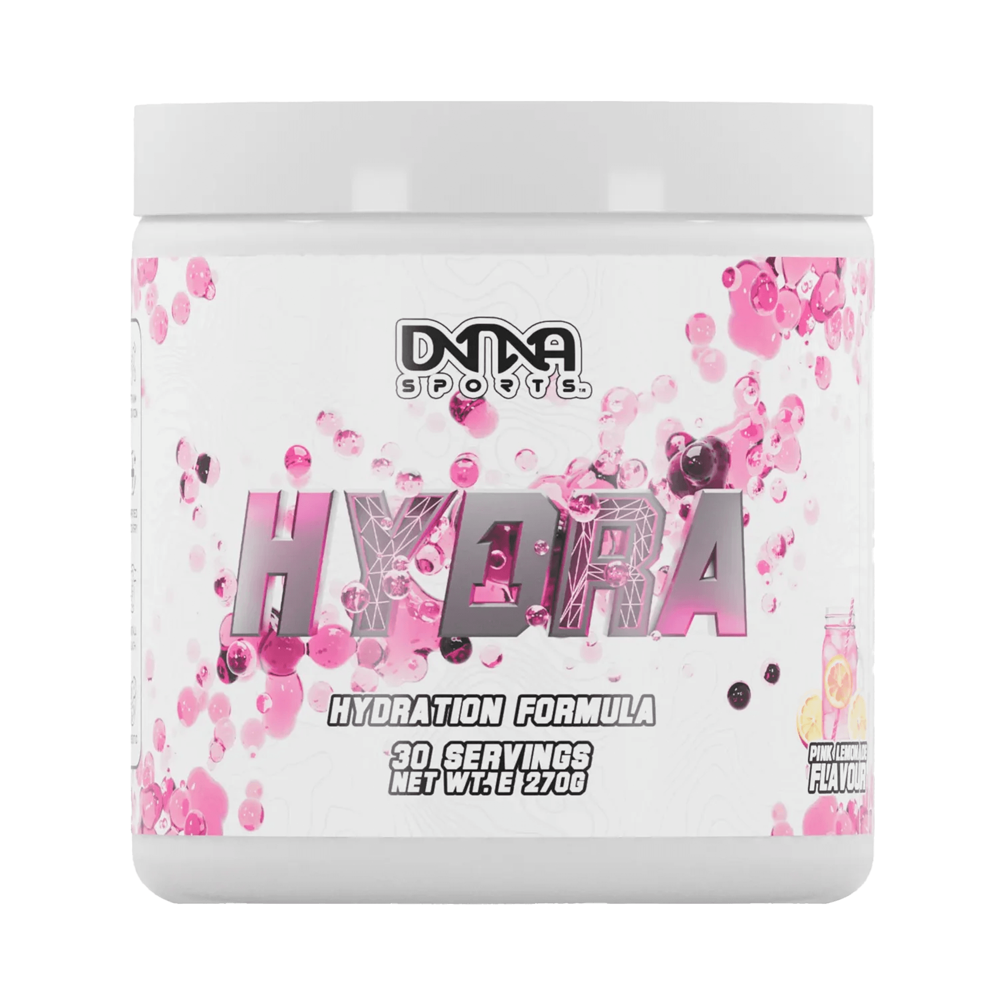 White and pink DNA Sports Hydra container for sports hydra and hydration support