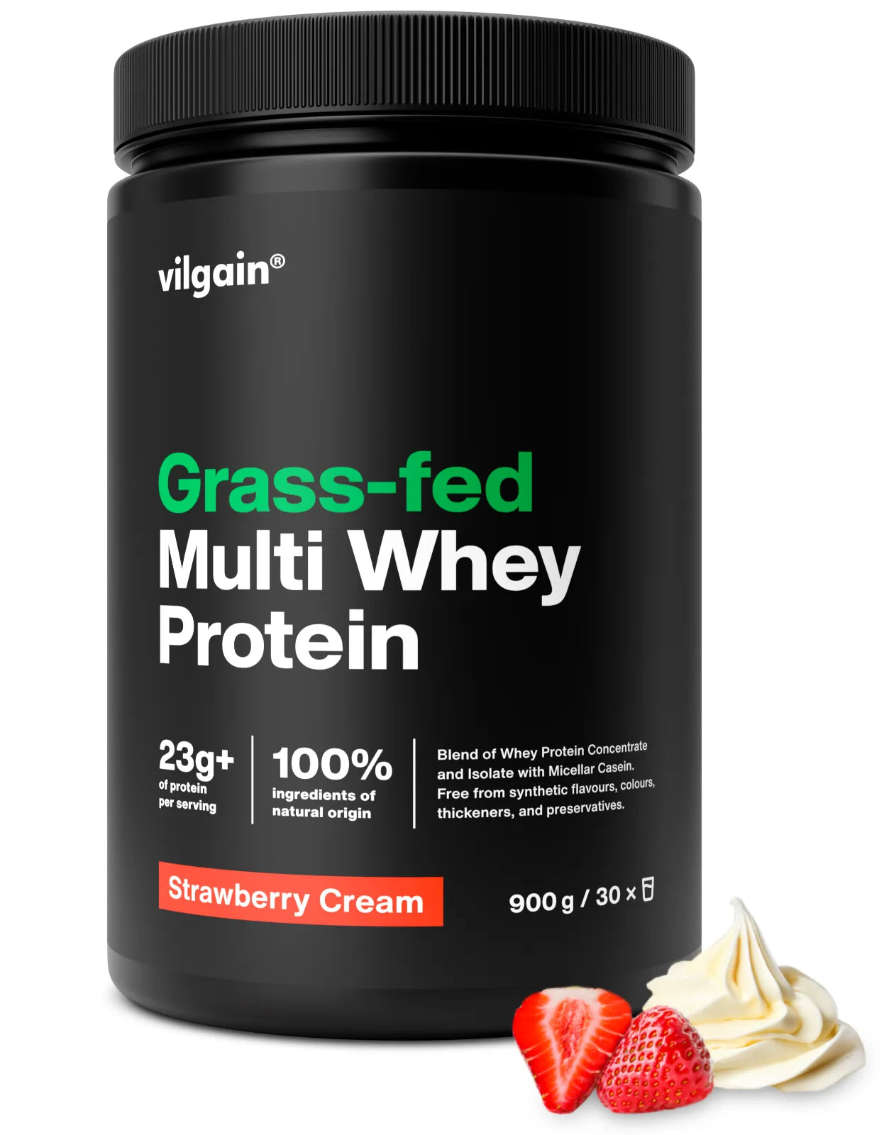 Vilgain Grass-fed Multi Whey Protein - 900g / Strawberry Ice-Cream