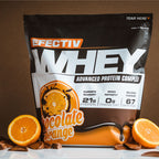 Chocolate orange flavored highly bioavailable whey from Efectiv Nutrition Whey for lean muscle