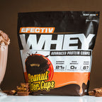 Efectiv Nutrition Whey Protein with Peanut Butter Cups flavor for lean muscle and highly bioavailable whey