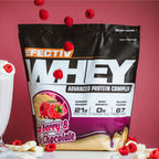 Raspberry and white chocolate protein powder with highly bioavailable whey from Efectiv Nutrition Whey for lean muscle