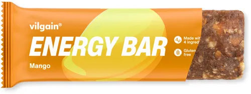 Open Vilgain Energy Bar with mango flavor showcasing its clean formula and good ingredients