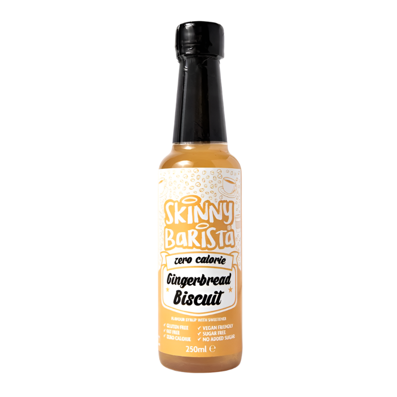 Sugar free coffee syrup bottle with gingerbread biscuit flavor from The Skinny Food Co