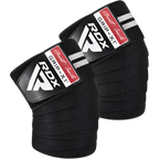 RDX Gym Knee Wraps Plus - White/Black - Knee Wraps