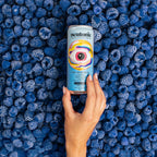 Light blue Neutonic Productivity Drink can with colorful eye design, packed with Rhodiola Rosea and Panax Ginseng