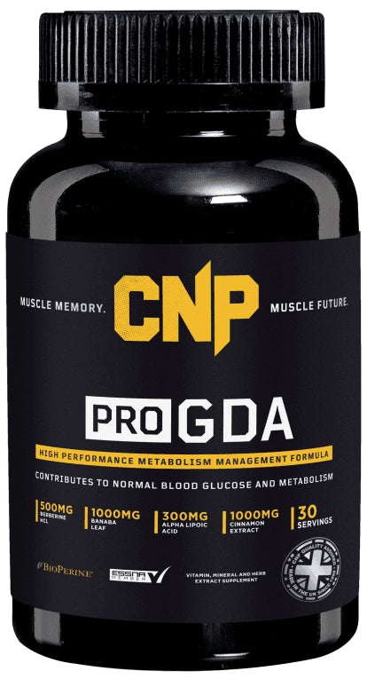 Black CNP PRO GDA bottle with banaba leaf and alpha lipoic acid for healthy glucose