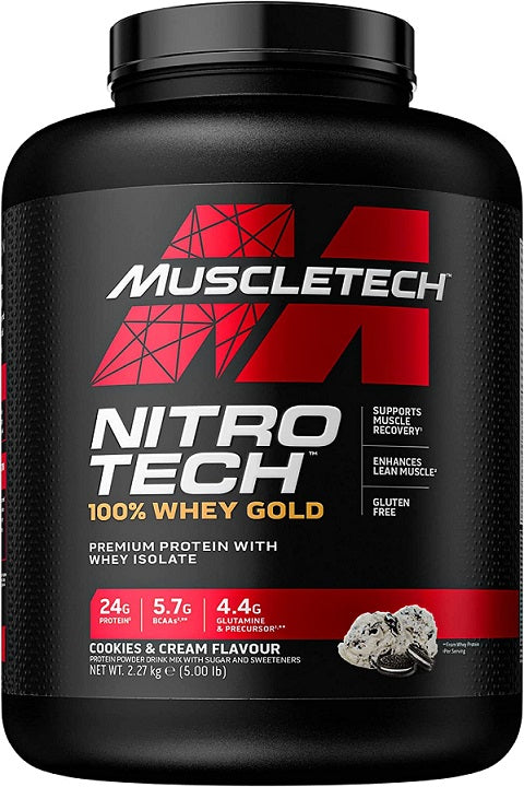 Muscletech Nitro Tech 100% Whey Gold - 2.27kg / Cookies & Cream - Whey Protein Powder