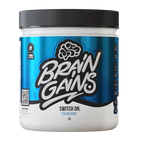 White and blue Brain Gains Switch cream soda flavored nootropic supplement tub