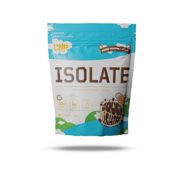 Light blue and white CNP Isolate pouch with whey protein isolate and essential amino acids