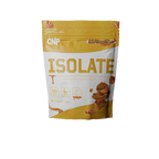 Sealed pouch of CNP Isolate caramel whey protein isolate with essential amino acids