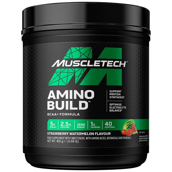 Muscletech Amino Build Strawberry Watermelon flavored BCAA supplement for protein and electrolytes