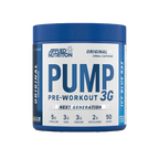 Blue Applied Nutrition Pump 3G pre-workout supplement container with white label
