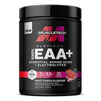 Black tub of Muscletech Platinum EAA for supporting protein synthesis and replenishing electrolytes