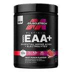 Black tub of Muscletech Platinum EAA support protein synthesis and replenish electrolytes
