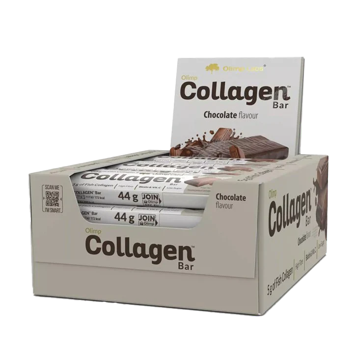 Display of Olimp Sport Nutrition Collagen Bars 44g with fish collagen and natural collagen