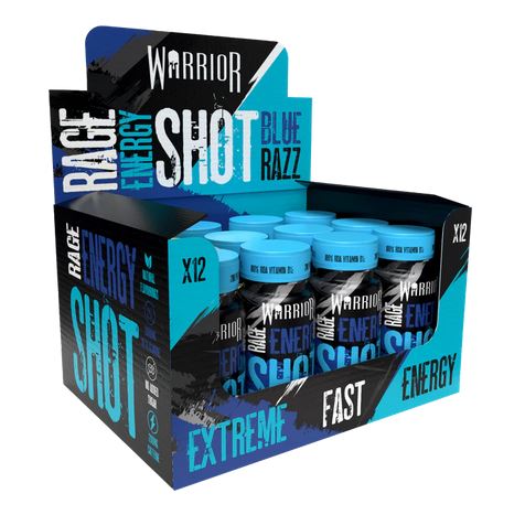 Warrior RAGE Energy Shots - 12x60ml / Blue Raspberry - Pre-Workout Shots