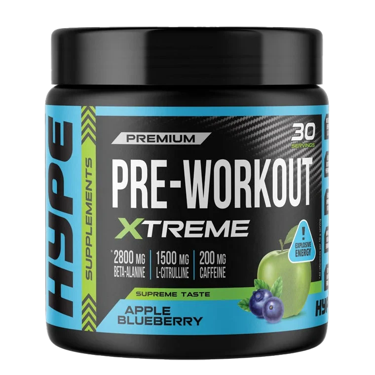 Apple Blueberry HYPE Pre Workout Powder for relentless energy and thermogenic support