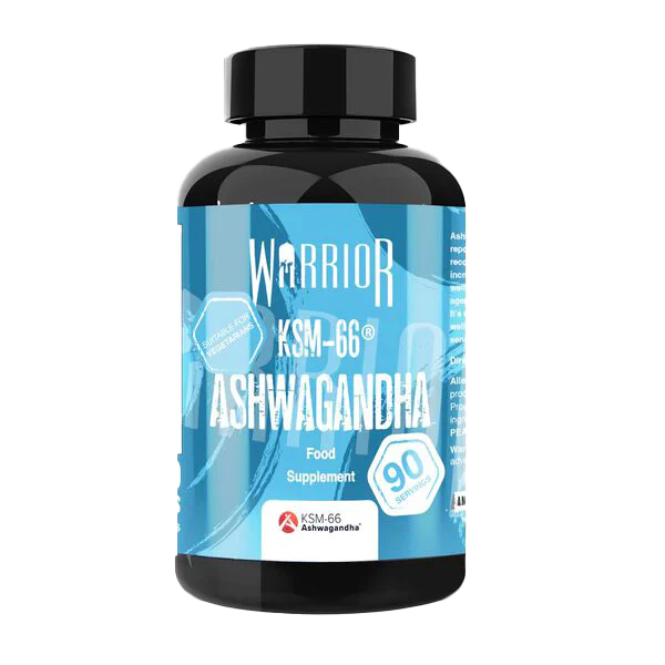 Warrior Ashwagandha bottle with KSM-66 Ashwagandha for enhanced energy levels