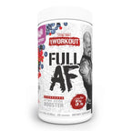 White cylindrical Rich Piana Legendary Series FULL AF pre-workout container with mixed berry flavor