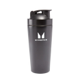 Black shaker bottle with MyProtein logo on a white background