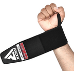 Black RDX Gym Wrist Wraps W3 with thumb loop for extra support and extended length