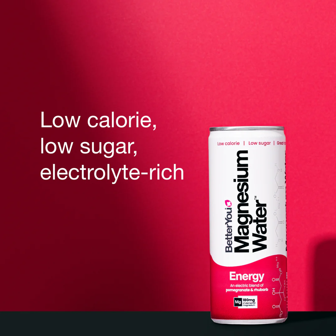 BetterYou Magnesium Water Energy 12x250ml / Pomegranate & Rhubarb Energy Ready To Drinks