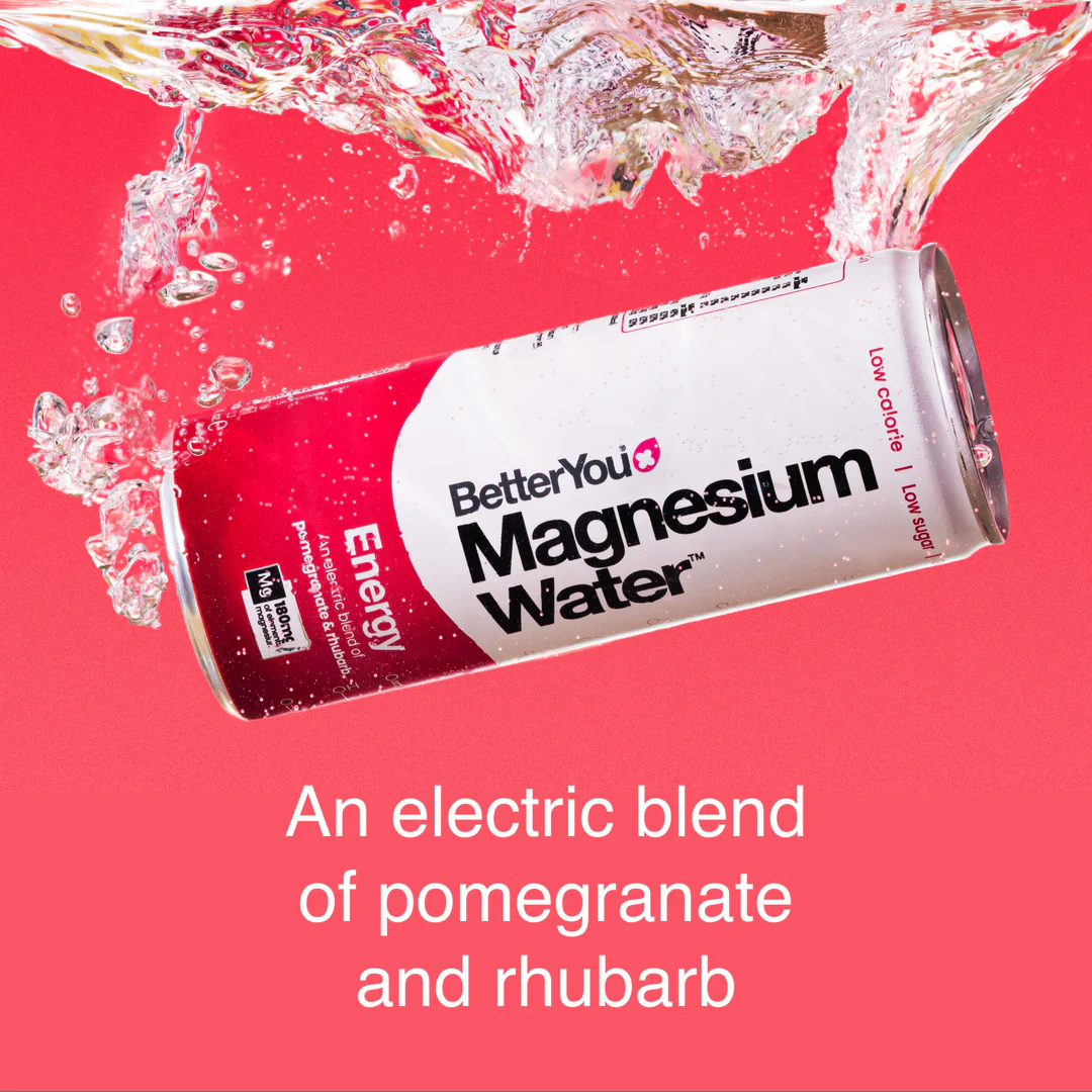 BetterYou Magnesium Water Energy 12x250ml / Pomegranate & Rhubarb Energy Ready To Drinks