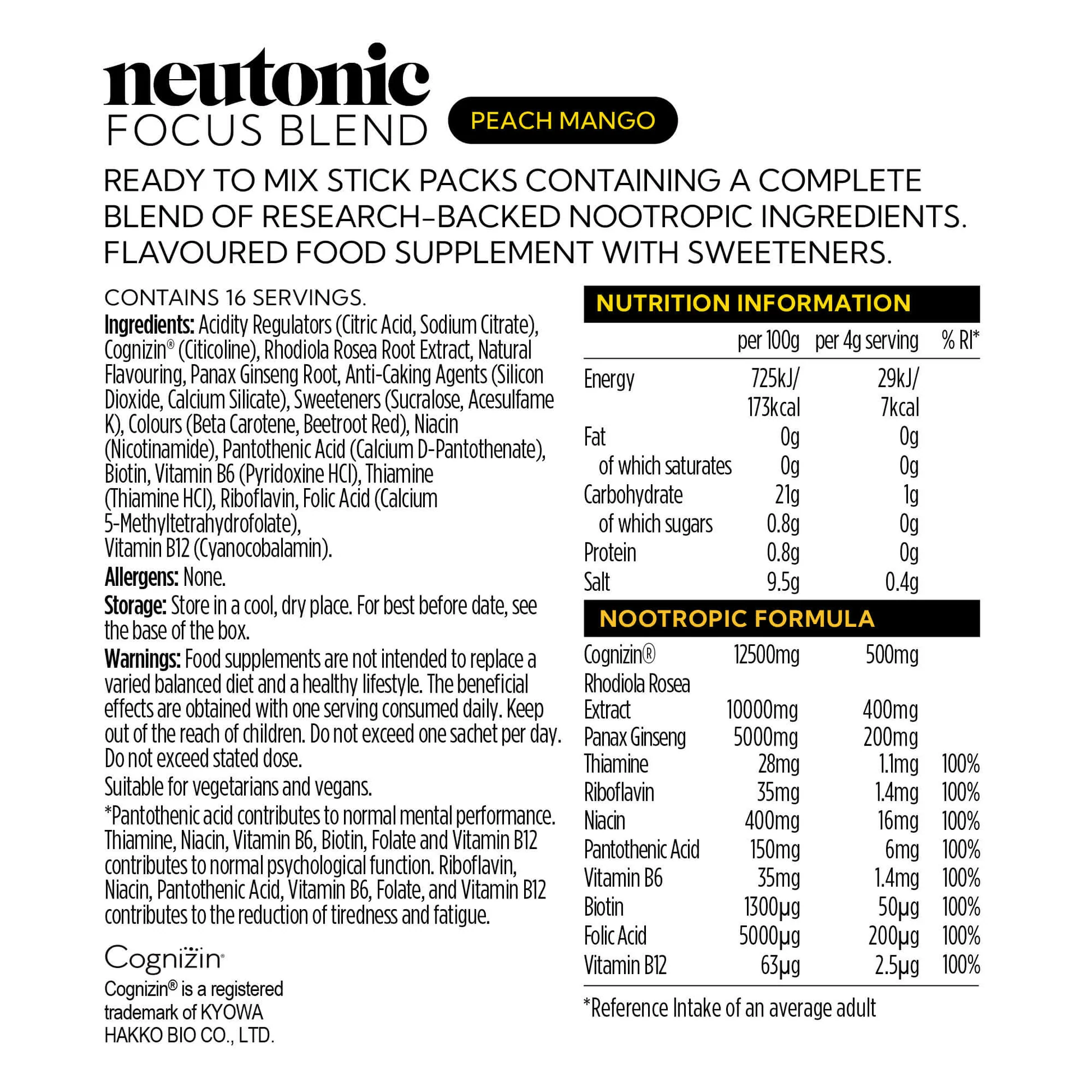 Neutonic Focus Blend 16 Sachets - MyGymSupplements