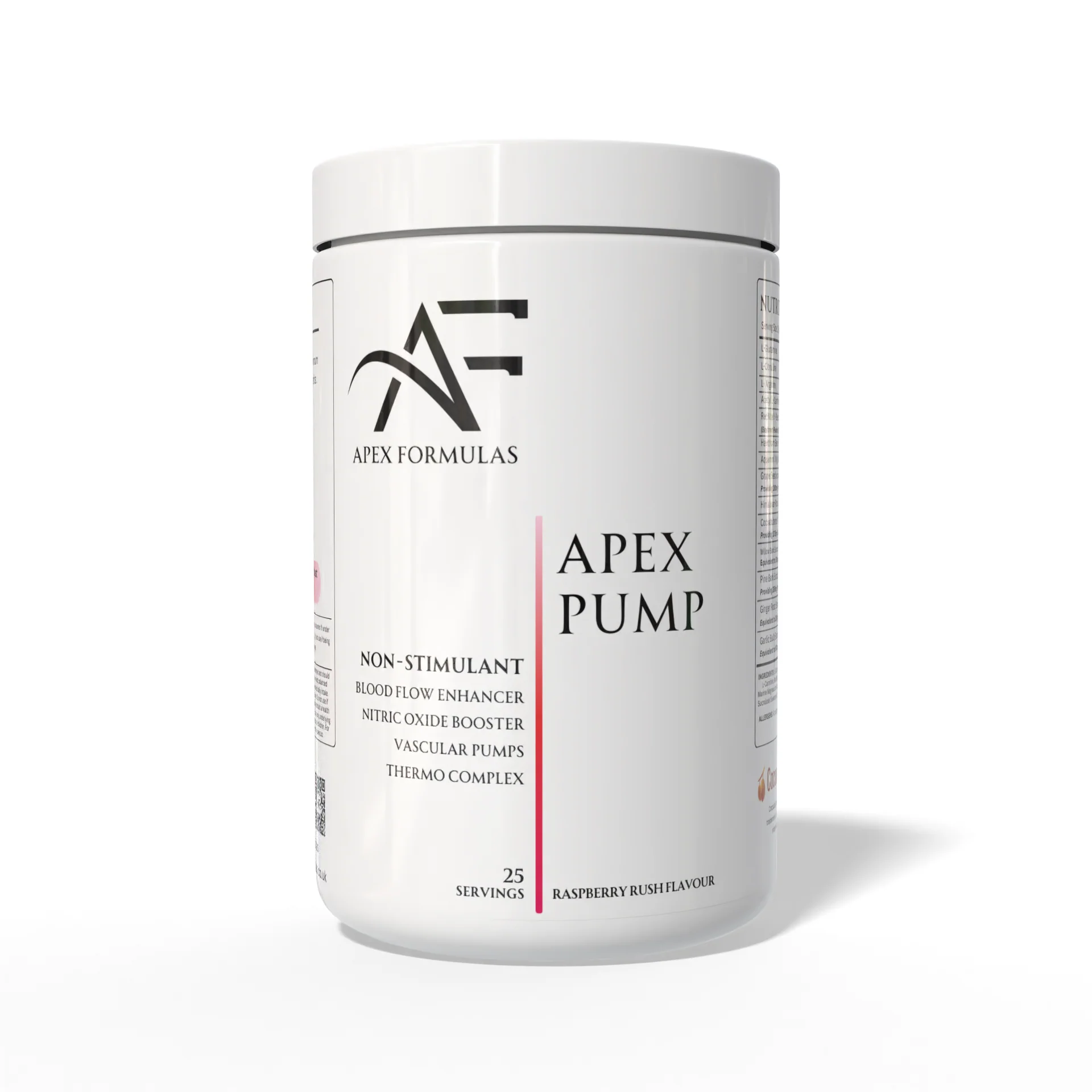 Apex Pump supplement container with Apex Formulas branding on a white background
