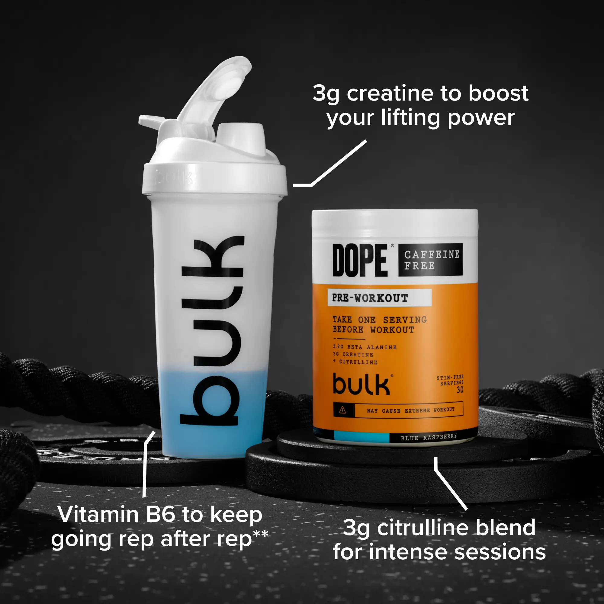 Bulk Dope Pre Workout Caffeine Free 510g