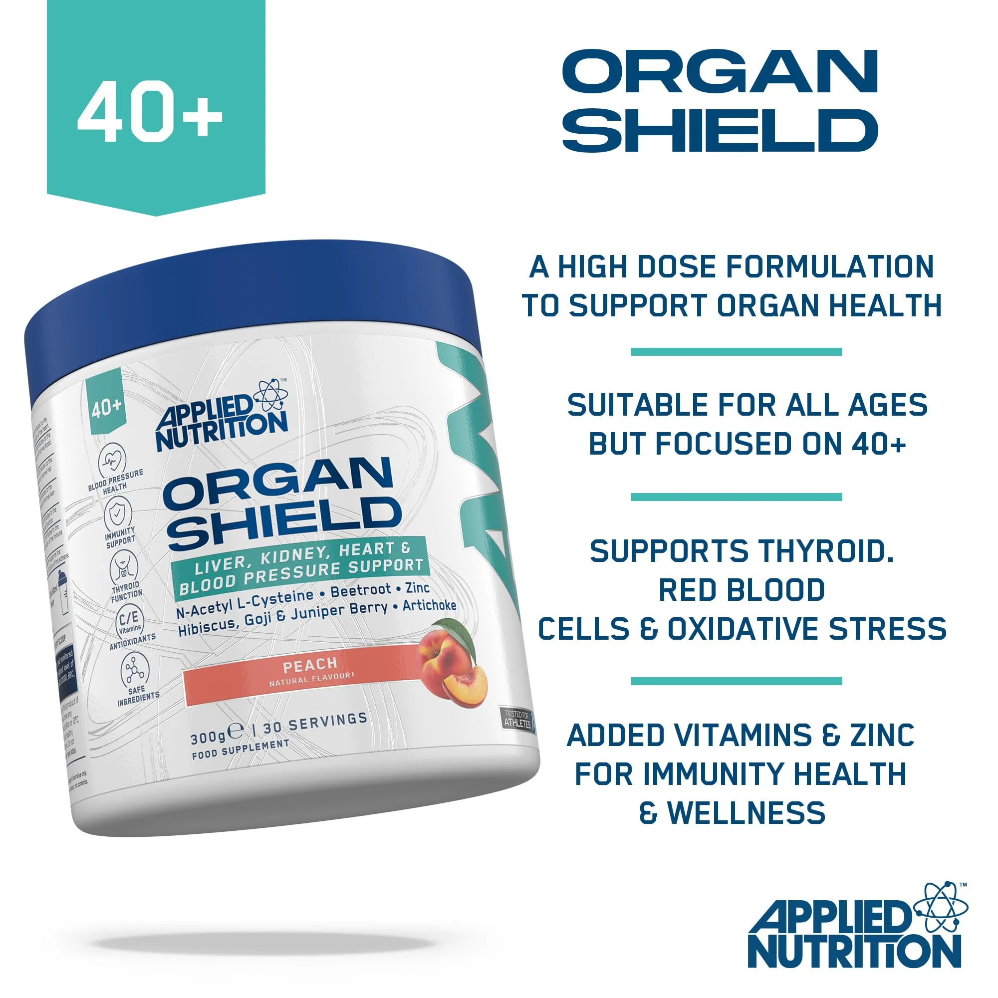 Applied Nutrition Organ Shield 40+ for kidney health, with dandelion root and artichoke leaf