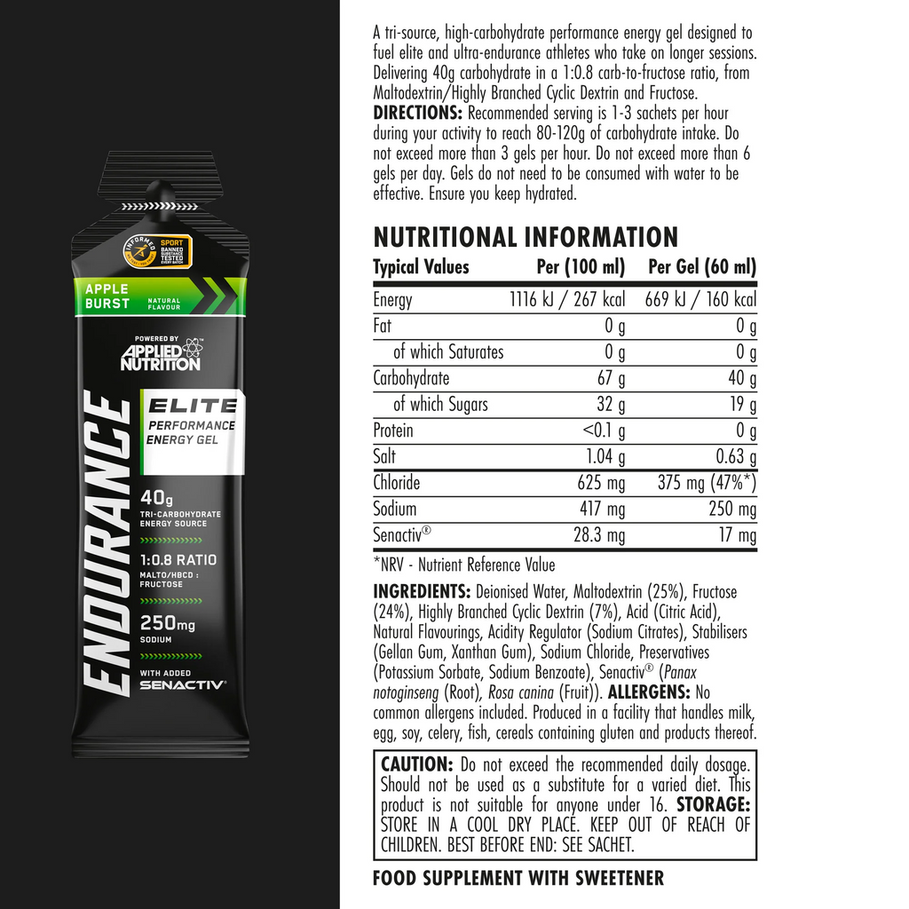 Applied Nutrition Endurance Elite Performance Gel 20x60ml - MyGymSupplements