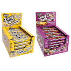 Two unique Skinny Food Zero Sugar Wafers boxes with lemon and chocolate flavors