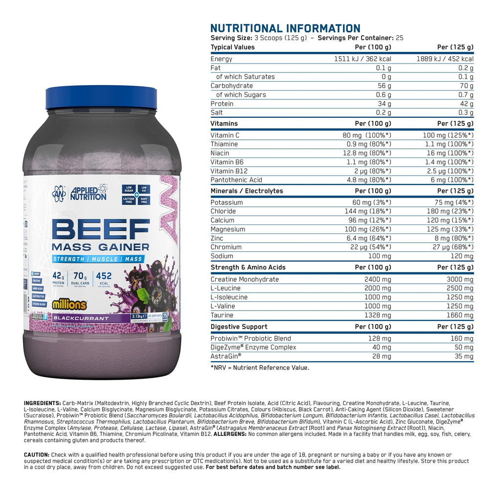 Applied Nutrition Beef Mass Gainer 3.13kg - MyGymSupplements