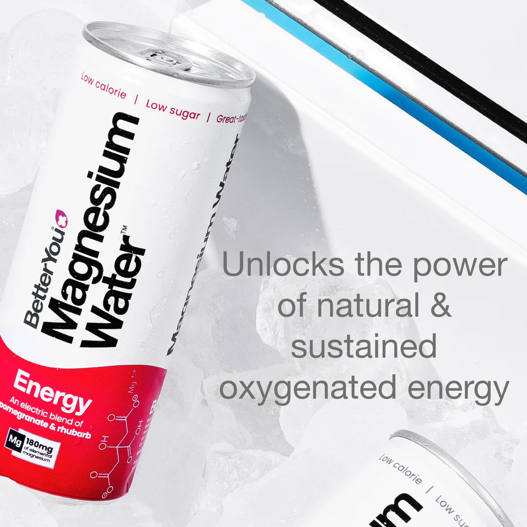 BetterYou Magnesium Water Energy 12x250ml / Pomegranate & Rhubarb Energy Ready To Drinks