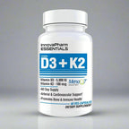 White Innovapharm D3+K2 bottle for maximum strength bone health and arterial support