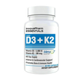 White plastic bottle of Innovapharm D3+K2 capsules for maximum strength bone health