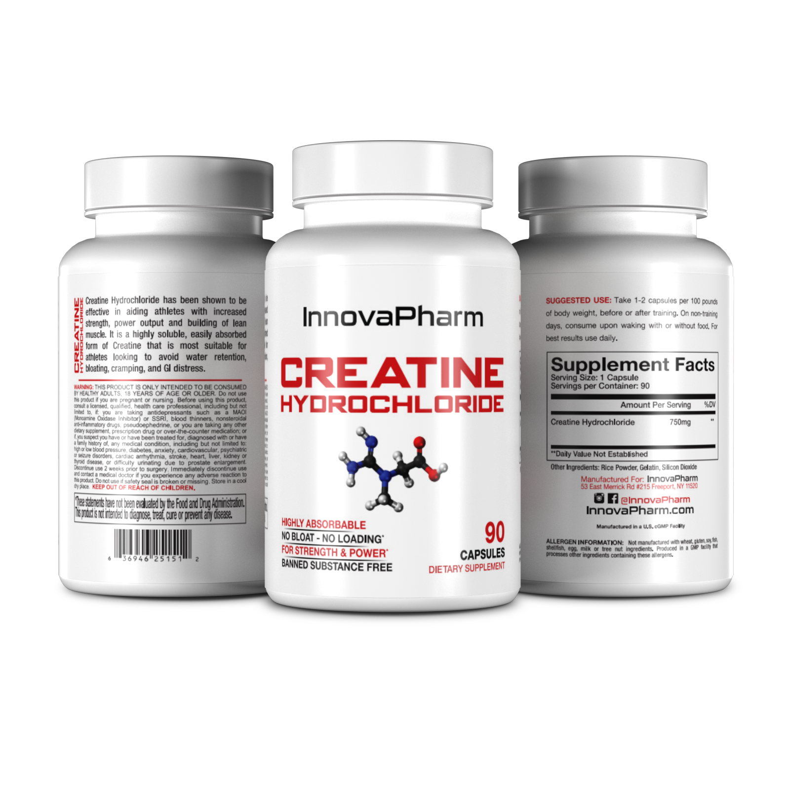 Innovapharm Creatine Hydrochloride - 90 Caps - Creatine Capsules