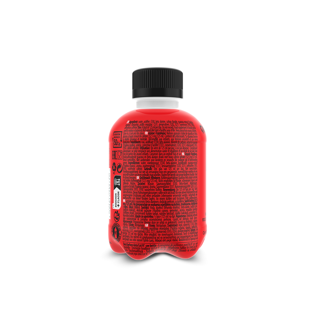 QNT Kick Energy drink with guarana extract zero sugar lemon lime in clear bottle